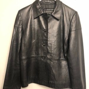 Sleek Black Leather Jacket, Banana Republic